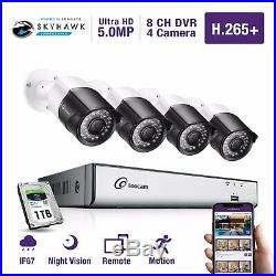 8CH 5MP DVR 4×5MP Home Security Camera System 5MP HD Video H. 265+ CCTV 1TB