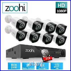 8CH AHD HDMI 1080N DVR 1080P CCTV Outdoor Night Vision Security Camera System 2T