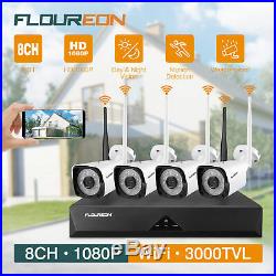 8CH CCTV NVR Outdoor 1080P Home Security IP Camera System Wifi IR Night Vision