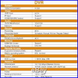 8CH DVR Security Camera+5 IN 1 1080N Video DVR Recorder 4X HD 1080P CCTV Camera