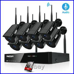 8CH Wireless Audio NVR 3MP Video Security Camera System Outdoor WIFI CCTV IR