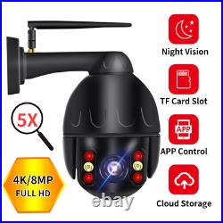 8MP 4K Cloud Wifi PTZ Outdoor Home Security IP 5X ZOOM Speed Dome CCTV Camera