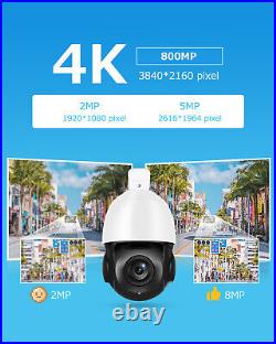 8MP HD 30X ZOOM POE PTZ Security Camera Outdoor 4K CCTV Auto Tracking 2Way Audio