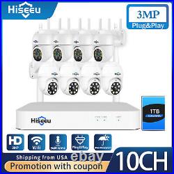 8PCS/Lot Wireless Wifi Security Camera System Kit With1TB HDD PTZ Full Color IPC