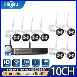 8PCS Security Camera System Wireless Audio Wifi CCTV 3MP 10CH NVR With1TB HDD