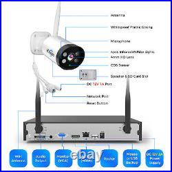 8PCS Security Camera System Wireless Audio Wifi CCTV 3MP 10CH NVR With1TB HDD