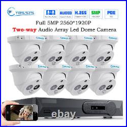 8Pcs Full 5MP 2K Two-Way Audio Array Dome Camera POE NVR CCTV HD Security System