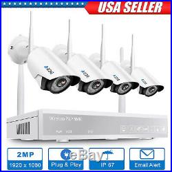 A-ZONE 4CH 1080P NVR Wifi Wireless Security Camera System Home Outdoor CCTV #US