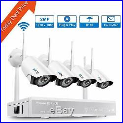 A-ZONE 4CH 1080P NVR Wifi Wireless Security Camera System Home Outdoor CCTV #US