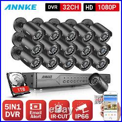 ANNKE 32CH HD 1080N Onvif DVR In/Outdoor IP66 IR CCTV Security Camera System APP