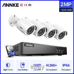 ANNKE 8CH 2MP Outdoor Security Camera System Home CCTV 5MP Lite DVR 1080p Camera