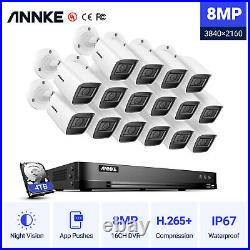 ANNKE 8MP CCTV Security Camera System 4K Video 16CH DVR H. 265+ EXIR Night Vision