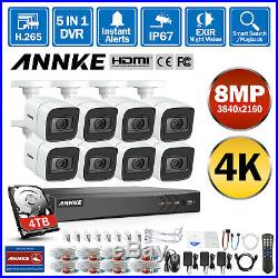ANNKE Ultra HD 8MP 8CH DVR 4K Security Camera System CCTV IR Night Vision Onvif