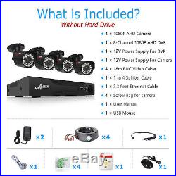 ANRAN 1080P 8CH 4X3200TVL AHD Security Outdoor CCTV Camera System Video DVR IP66