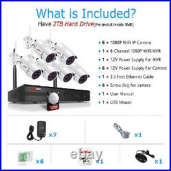 ANRAN 1080P Home Security Camera System Wireless 8CH Outdoor 6Pcs 2TB Hard Drive