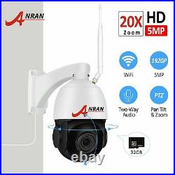 ANRAN 1920P HD 5MP CCTV PTZ Home Security Camera WiFi 2 Way Audio 20X Zoom 64GB