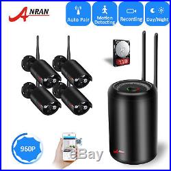 ANRAN 4CH 960P Wireless NVR CCTV System WIFI IP Security Camera Outdoor 1TB HDD
