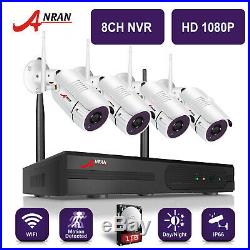 ANRAN 8CH 1080P Wireless CCTV Security Camera System Outdoor 2MP WiFi NVR Kit 1T