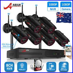 ANRAN 8CH CCTV Security Camera System Wireless NVR Outdoor 1080P HD WiFi 2TB Kit
