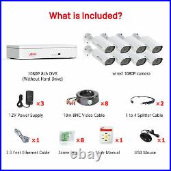 ANRAN AHD CCTV Security Camera System Wired Home 1080P 8CH 2MP DVR Outdoor IP
