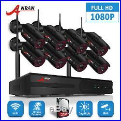 ANRAN CCTV 1080P HD Security Camera System Wireless Outdoor Home 8CH NVR 2TB Kit