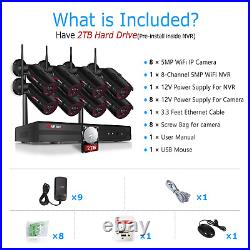 ANRAN FULL 5MP HD Wireless Outdoor Security Camera System CCTV With 2TB HDD Kits