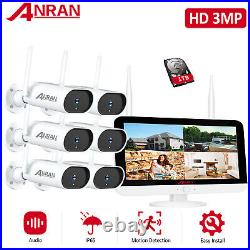 ANRAN Home Security Camera System WiFi Outdoor CCTV Wireless Audio 12'' Monitor