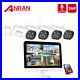 ANRAN Outdoor Home CCTV 2KP HD Security Camera System Wireless 8CH 12'' Monitor