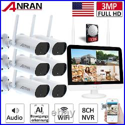 ANRAN Outdoor Wireless Security WiFi Camera System CCTV 1080P 8CH NVR With 1TB