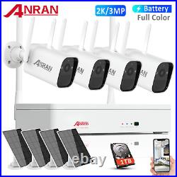 ANRAN Security Camera System 3MP Solar WiFi Wireless CCTV 1TB HDD Outdoor IP66