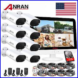 ANRAN Security Camera System 8CH 5MP DVR 1080P Outdoor CCTV With 12 Monitor 1TB