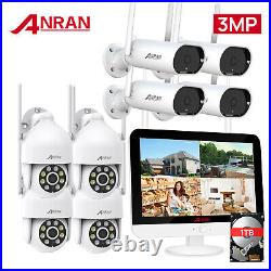 ANRAN WiFi Security Camera System Set 3MP PTZ 8CH 12 Monitor CCTV Outdoor Home