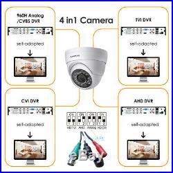 Anpviz (8 set) 2.4MP 4 in 1 TVI/CVI/AHD/CVBS Outdoor IR Dome Security Camera