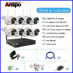 Anspo 4/8CH Wireless WiFi Security Camera System Night Vision CCTV System NVR