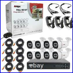 Anspo Outdoor Security Camera System with Audio Waterproof 8CH AHD CCTV DVR