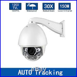 Auto Tracking CMOS 1200TVL HD Pan/Tilt Outdoor 30X Zoom PTZ IR Dome CCTV Camera