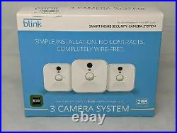 Blink Indoor 3 Camera HD Home Security Camera System White with Wall Mount