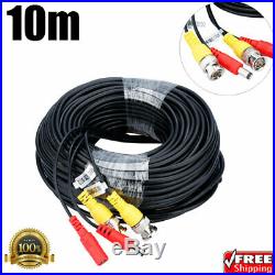 CCTV Security Camera RCA BNC Cable 10M/33FT Wire Cord Video Power Cable Black US
