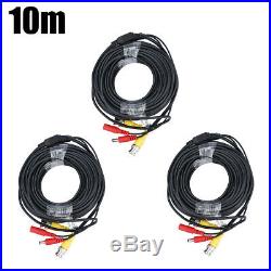 CCTV Security Camera RCA BNC Cable 10M/33FT Wire Cord Video Power Cable Black US