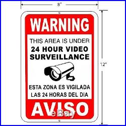 CCTV Warning Security Audio Video Surveillance Camera Sign English/Spanish METAL
