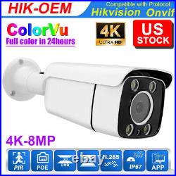 ColorVu Hikvision compatible 8MP Bullet IP Camera 3.6mm Full Color security CCTV