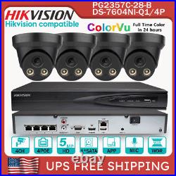 ColorVu Mic Hikvision Compatible 4CH 4POE 5MP CCTV IP Camera Security System Lot