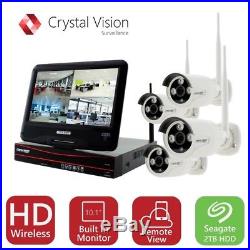 Crystal Vision CVT9604E-3010W 4CH HD Wireless Surveillance System NVR CCTV 2TB