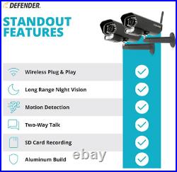 Defender Security Camera Non-Wi-Fi Plug-In Power 7 Monitor SD Card Night Vision