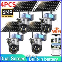 Dual Lens 4K HD WiFi Solar Camera Wireless Outdoor CCTV PTZ Home Security IR Cam