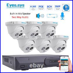Eyes. Sys 6x 5MP Two-Way Audio Array Dome Camera POE NVR HD CCTV Security System