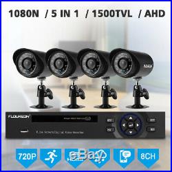 FLOUREON 1080N 1500TVL CCTV Security Camera HD 8CH DVR Video In/Outdoor System