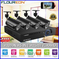 FLOUREON 4CH CCTV Security Camera System FHD 720P Outdoor Video Surveillance DVR