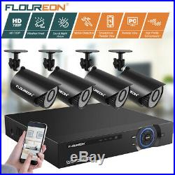 FLOUREON 4CH CCTV Security Camera System FHD 720P Outdoor Video Surveillance DVR