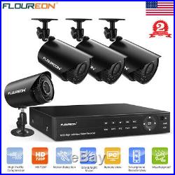 FLOUREON 4CH DVR 1080N 720P IR Night Outdoor CCTV Home Security Camera System US
